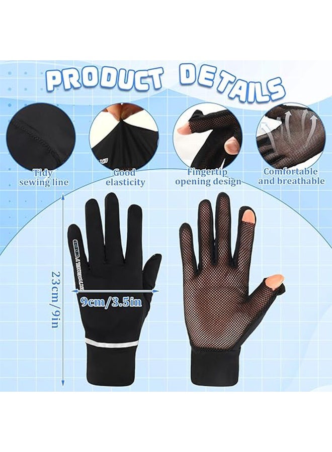 قفازات صيفية واقية من الشمس للحماية من الأشعة فوق البنفسجية مكونة من زوجين للنساء، قفازات قيادة بأصابع كاملة قابلة للتنفس لركوب الدراجات في الهواء الطلق في الصيف - Image 3