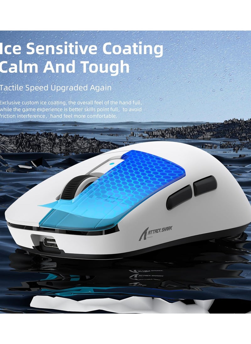 Attack Shark R6 Wireless Gaming Mouse,38G Ultra-Lightweight Trip-Mode 2.4G/USB-C/Bluetooth Mouse Gaming with PAW3950MAX Sensor,42000 DPI,50G Accelerated Speed for PC/Laptop/Mac PC/Laptop/Mac -White  - Image 3