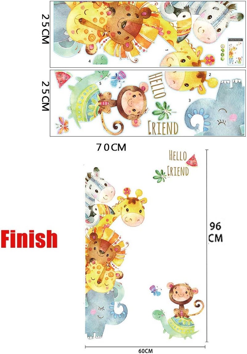 Finduat Cartoon Animals Wall Stickers for Kids - Image 2