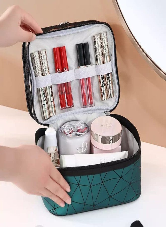 Nightstar Multipurpose Double Layer Cosmetic Storage Bag Large Toiletries Makeup Organizer Kit Pouch Travel Makeup Bag with Zipper for Girls and Women (Green) - Image 4