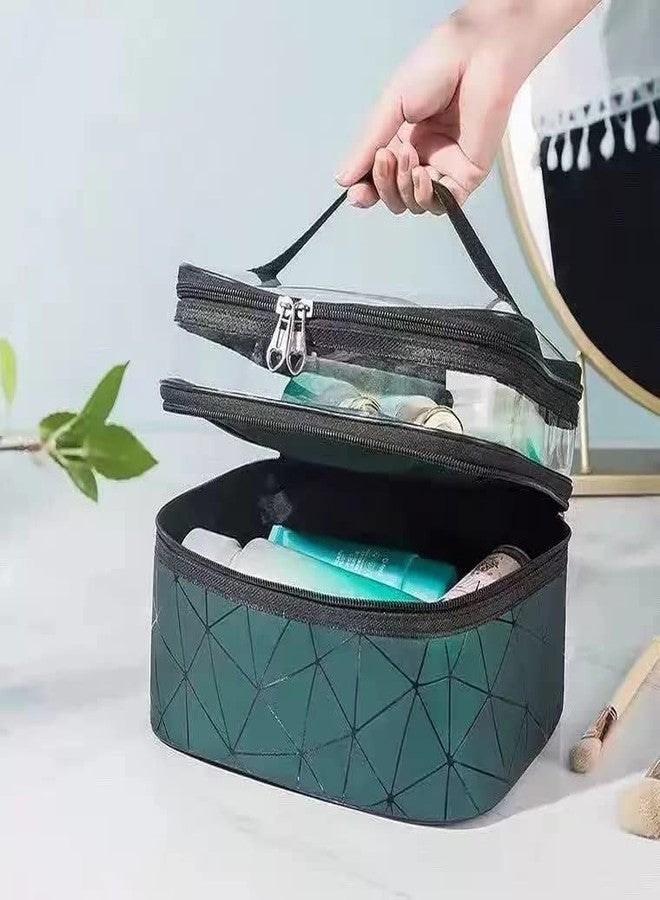 Nightstar Multipurpose Double Layer Cosmetic Storage Bag Large Toiletries Makeup Organizer Kit Pouch Travel Makeup Bag with Zipper for Girls and Women (Green) - Image 5