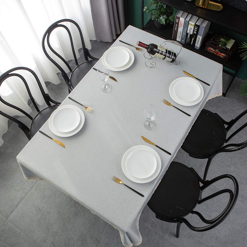 ehousehome faux linen tableroth مع تقليم الدانتيل - مقاوم للماء/مقاومة للبقعة مقاومة/تجاعيد خالية/إثبات للزيت - لحفلات مأدبة عشاء عطلة - Image 4