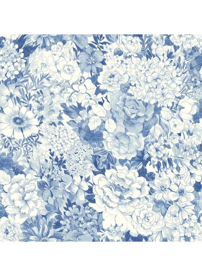 نو وولبيبر ورق جدران قابل للتقشير واللصق باللون الأزرق من Nus3833 Indigo Empress Garden - Image 1
