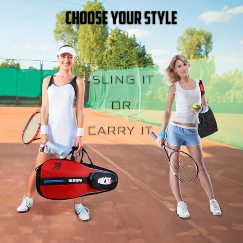 WHACKK Drive| Unisex Lightwieght Tennis Badminton Squash Equipment Cover Kit Bag Shoe Pocket | Air Ventilated Pocket for Wet Cloths | 4T 68 Racket | Backpack & Duffel (red Black) - Image 2