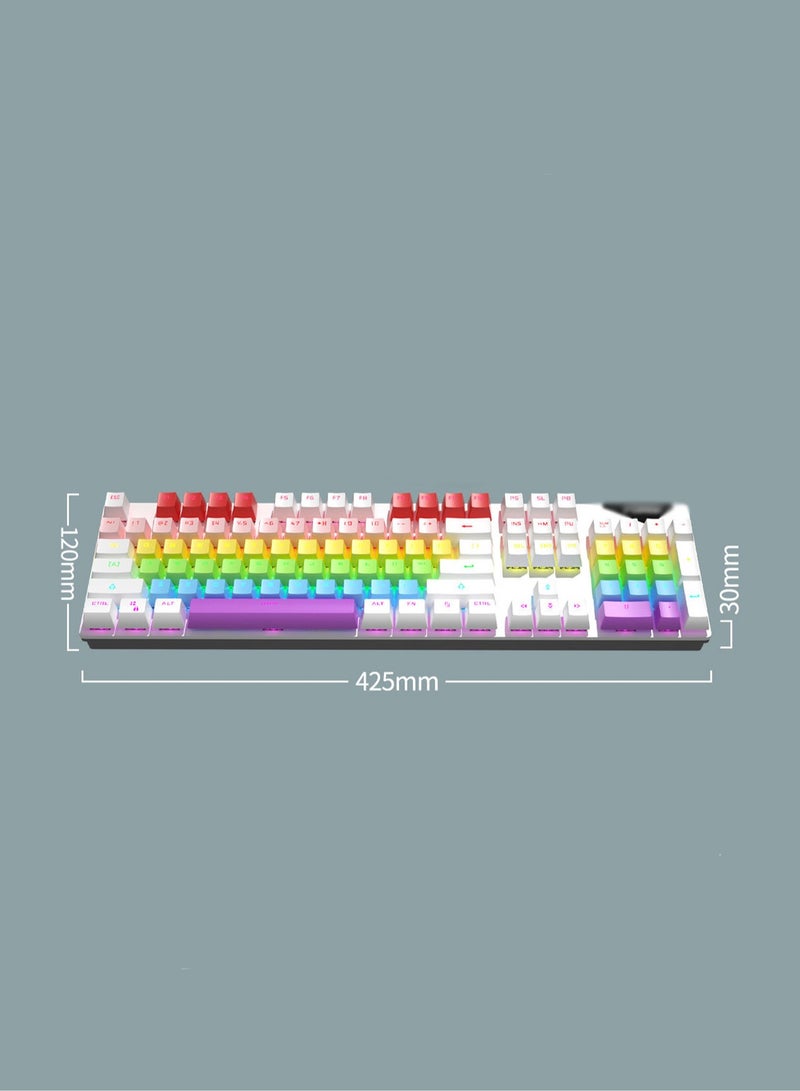 لوحة مفاتيح ميكانيكية سلكية بإضاءة خلفية مضيئة RGB مكونة من 104 مفاتيح مناسبة للألعاب والرياضات الإلكترونية والدراسة والعمل (أبيض وردي) - Image 2
