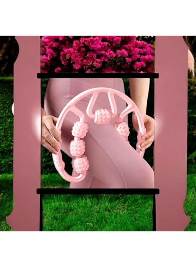 إسكدنيا بكرة تدليك لعضلات الساق والساق والذراع وكوع التنس ومرفق لاعبي الجولف، اداة تدليك عميقة من الفوم لتخفيف الام العضلات وتصلبها وتضييق العضلات، 7 عجلات، بينك - Image 3