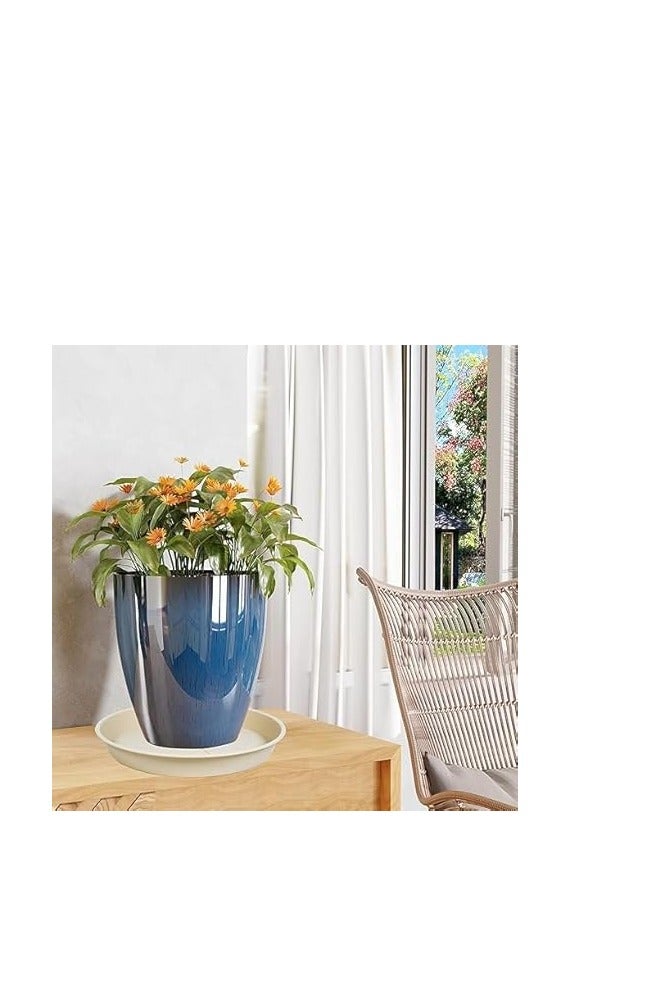 , Planter Pot, Planter Tray Saucer Pots, Planter Tray, Plant Saucers, Plastic Plant Saucers, Shallow Trays Flower Pot for Indoor and Outdoor Plants Beige (5, 25cm) - Image 2