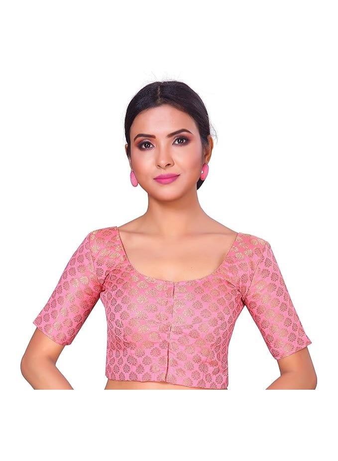 Studio Shringaar Women's Readymade Brocade Saree Blouse - Image 1
