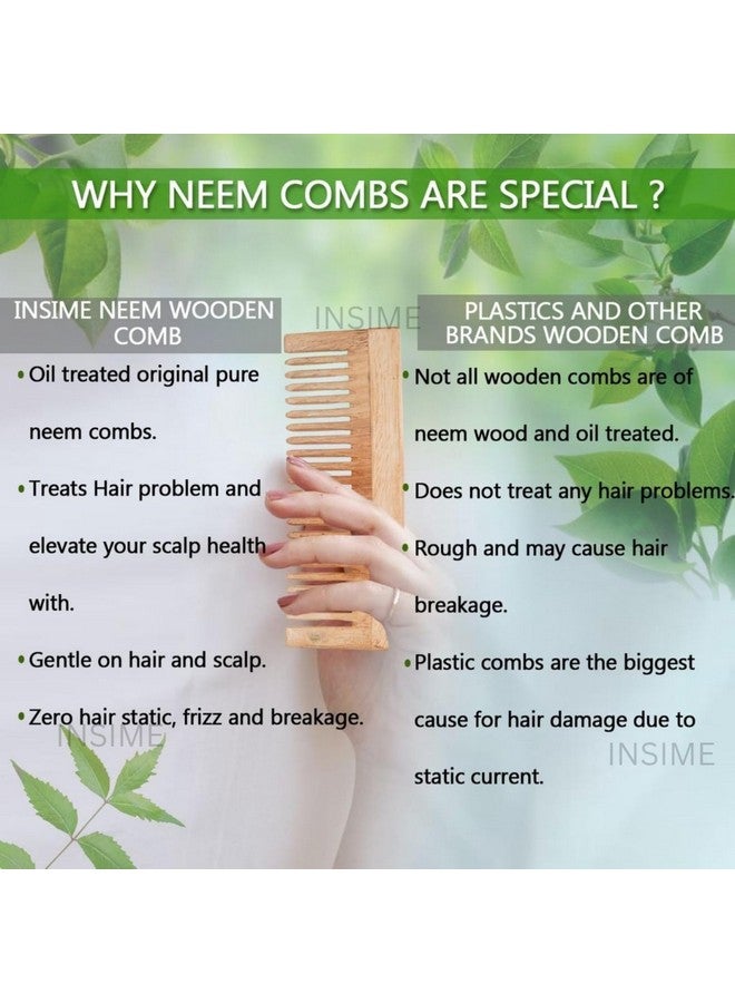 INSIME Wooden Beard comb for men | Neem wooden Beard pocket comb for men | Small comb pocket size mini comb beard styler (Detangler comb) - Image 4