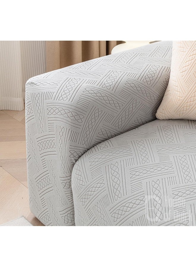 House of Quirk Universal Single Seater 220 Gsm Jacquard Fabric Sofa Cover Soft Touching Cover For Couch Flexible Stretch Sofa Slipcover (Smoke, 90-140Cm), Grey - Image 5