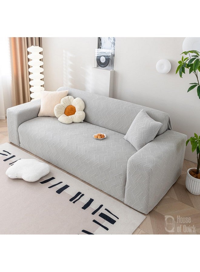 House of Quirk Universal Single Seater 220 Gsm Jacquard Fabric Sofa Cover Soft Touching Cover For Couch Flexible Stretch Sofa Slipcover (Smoke, 90-140Cm), Grey - Image 4