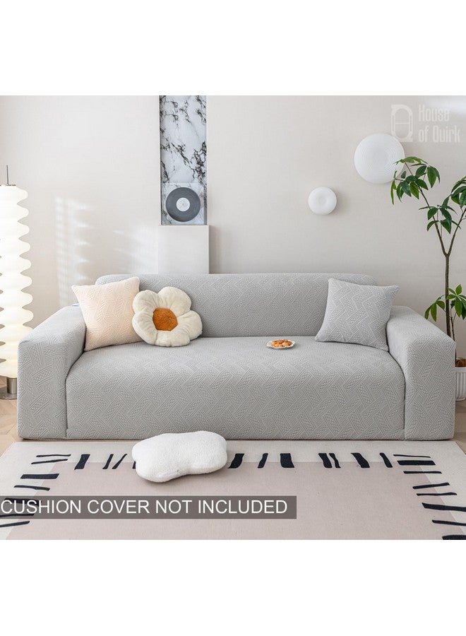 House of Quirk Universal Single Seater 220 Gsm Jacquard Fabric Sofa Cover Soft Touching Cover For Couch Flexible Stretch Sofa Slipcover (Smoke, 90-140Cm), Grey - Image 2