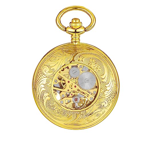 ShoppeWatch Men’s Pocket Watch with Chain | Hand Winding Vintage Gold Pocket Watch | Steampunk Mechanical Movement Pocketwatch | Cosplay Accessory PW222 - Image 4