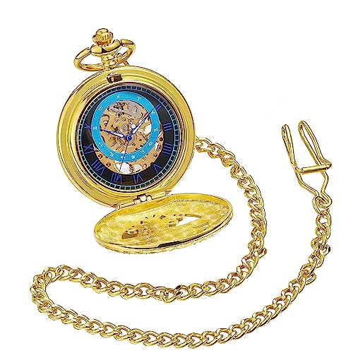 ShoppeWatch Men’s Pocket Watch with Chain | Hand Winding Vintage Gold Pocket Watch | Steampunk Mechanical Movement Pocketwatch | Cosplay Accessory PW222 - Image 3