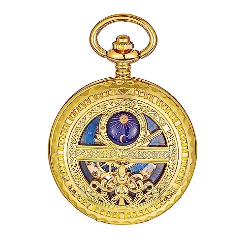 ShoppeWatch Men’s Pocket Watch with Chain | Hand Winding Vintage Gold Pocket Watch | Steampunk Mechanical Movement Pocketwatch | Cosplay Accessory PW222 - Image 2