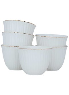 Alsaif Gallery White Porcelain Arabic Coffee Cups Set with Gold Line 12 Pieces  - Image 1