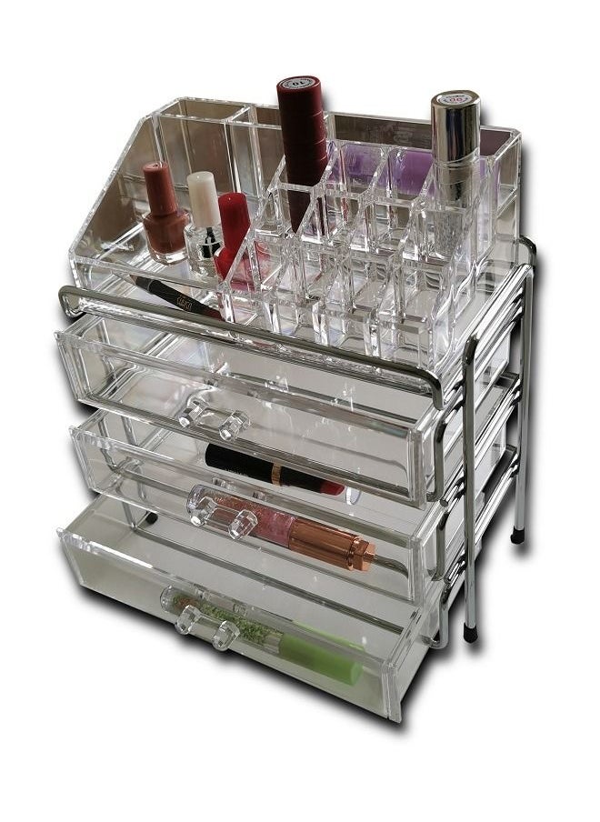 Generic Makeup Organizer Acrylic Cosmetic Storage 3  Drawers and Jewelry Display Box  - Image 4