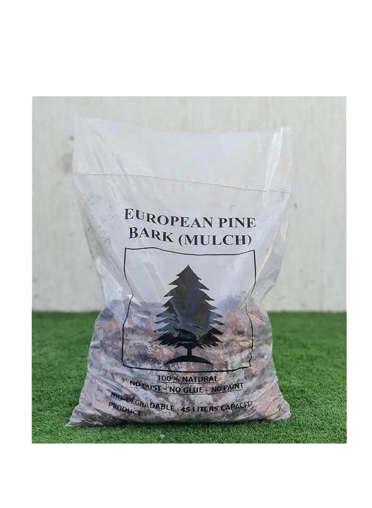 TJMR European Garden Wood Mulch Pine Bark 45Ltr- 7Kg 5-7cm Made from Pine Bark is an Excellent Choice for Garden Landscaping Soil Health and Plant Protection. - Image 1