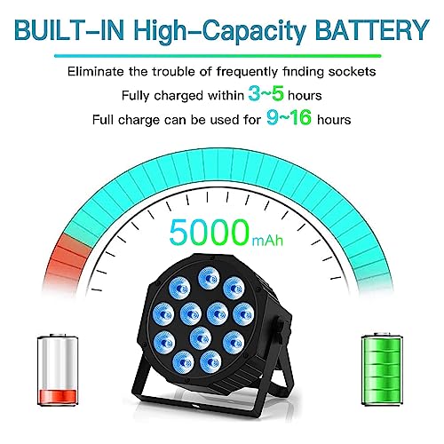 HOLDLAMP Rechargeable Par Lights RGBW 4-in-1 LED Uplights Battery Powered Stage Lights, HOLDLAMP DJ Lights Sound Activated with Remote & DMX Control for Festival Party Event Wedding Bar Church - Image 4