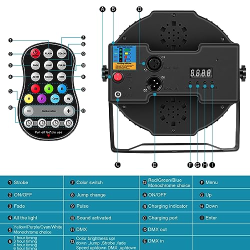HOLDLAMP Rechargeable Par Lights RGBW 4-in-1 LED Uplights Battery Powered Stage Lights, HOLDLAMP DJ Lights Sound Activated with Remote & DMX Control for Festival Party Event Wedding Bar Church - Image 5
