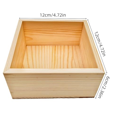 Anktily 4 Pack Unfinished Wooden Craft Storage Organiser Boxes, 4.7 x 4.7 x 2.4 inch Small Square Wood Box, Rustic Natural Wood Container Box for Home Venue Decor - Image 3