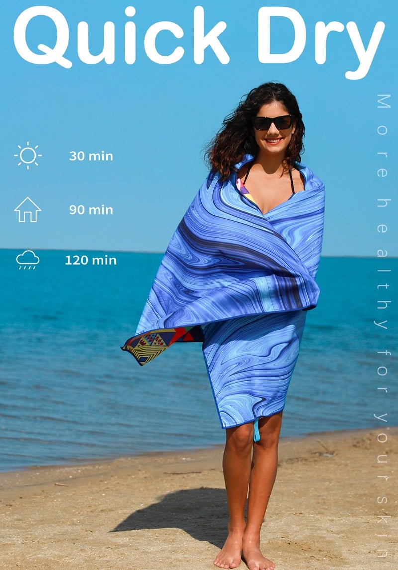 Widdonen Microfiber Lightweight Beach Towel Sand Free Quick Dry Absorbent Thin Compact Towels for Swimming Pool Camping Beach Accessories Large Easy Pack Travel Things for Vacation Essentials Gift Adult - Image 5