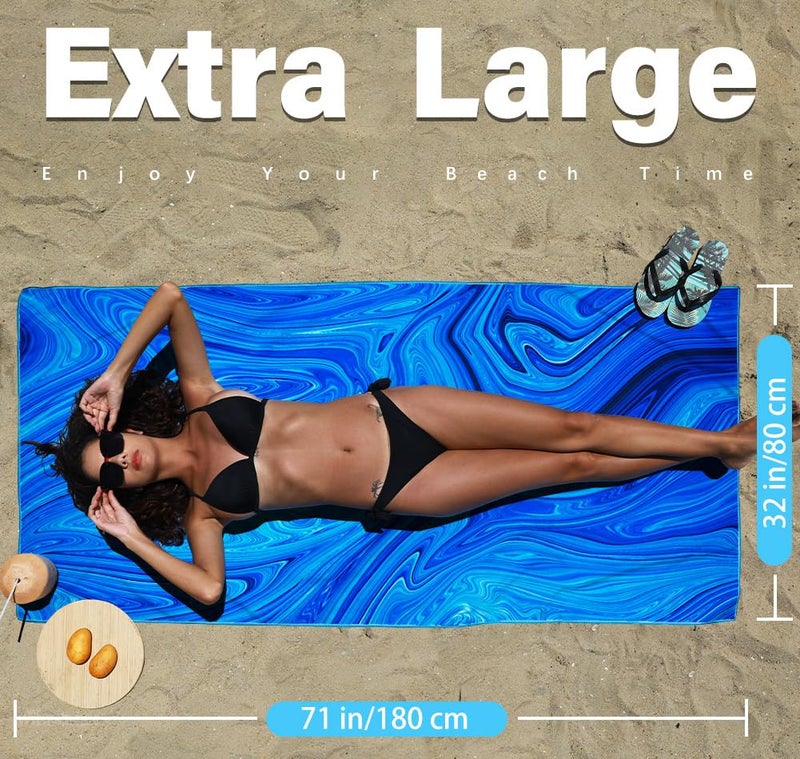 Widdonen Microfiber Lightweight Beach Towel Sand Free Quick Dry Absorbent Thin Compact Towels for Swimming Pool Camping Beach Accessories Large Easy Pack Travel Things for Vacation Essentials Gift Adult - Image 2