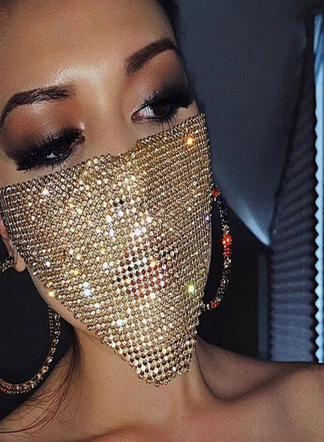 Rhinestone Sequin c Party Nightclub Decoration Jewelry Reusable Face Covering for Women & Girls Cover Nose Mouth - Image 4