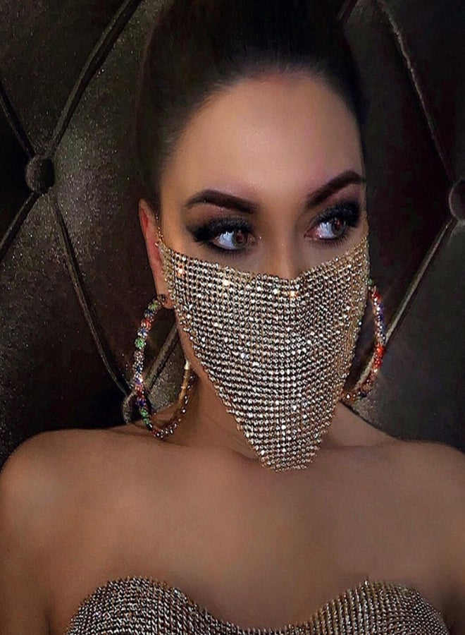 Rhinestone Sequin c Party Nightclub Decoration Jewelry Reusable Face Covering for Women & Girls Cover Nose Mouth - Image 3