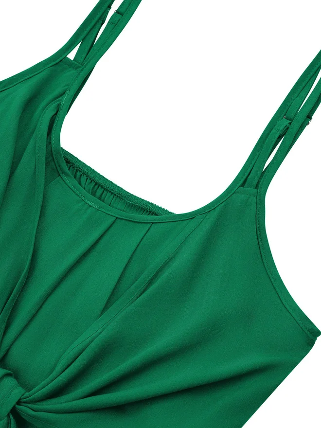تايك تو Take Two Green Solid Strappy A-Line Casual Dress