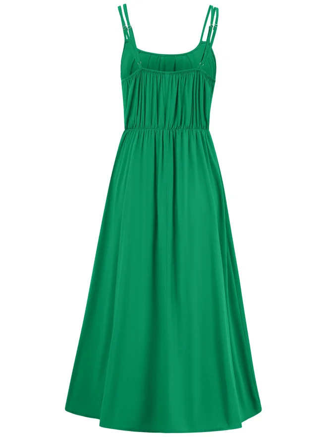 تايك تو Take Two Green Solid Strappy A-Line Casual Dress
