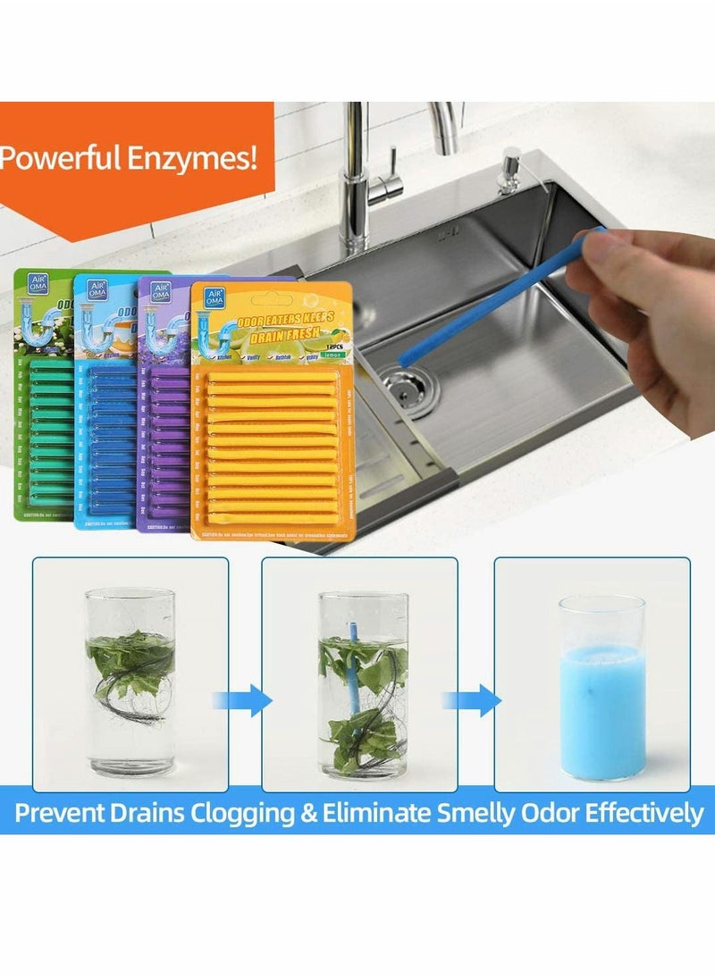 Excefore - Drain Cleaner Stick, 48Pcs Drain Sticks Deodorizer, Bathroom Sink Drain Cleaning Tool, for Kitchen Shower Bathroom, Toilet, Sink Freshener - Image 1