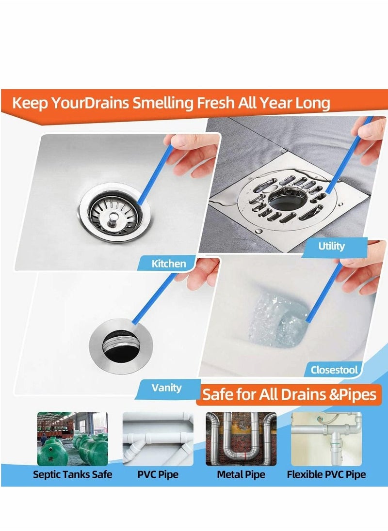 Excefore - Drain Cleaner Stick, 48Pcs Drain Sticks Deodorizer, Bathroom Sink Drain Cleaning Tool, for Kitchen Shower Bathroom, Toilet, Sink Freshener - Image 1