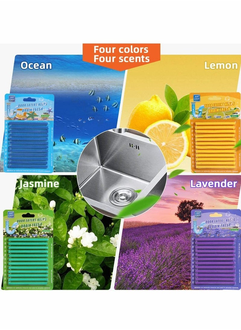 Excefore - Drain Cleaner Stick, 48Pcs Drain Sticks Deodorizer, Bathroom Sink Drain Cleaning Tool, for Kitchen Shower Bathroom, Toilet, Sink Freshener - Image 1