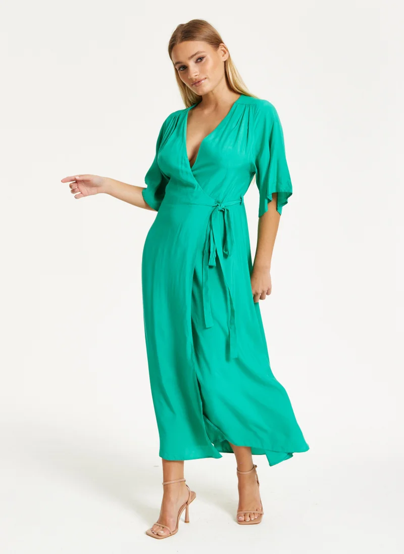 Liquorish Green Maxi Wrap Dress