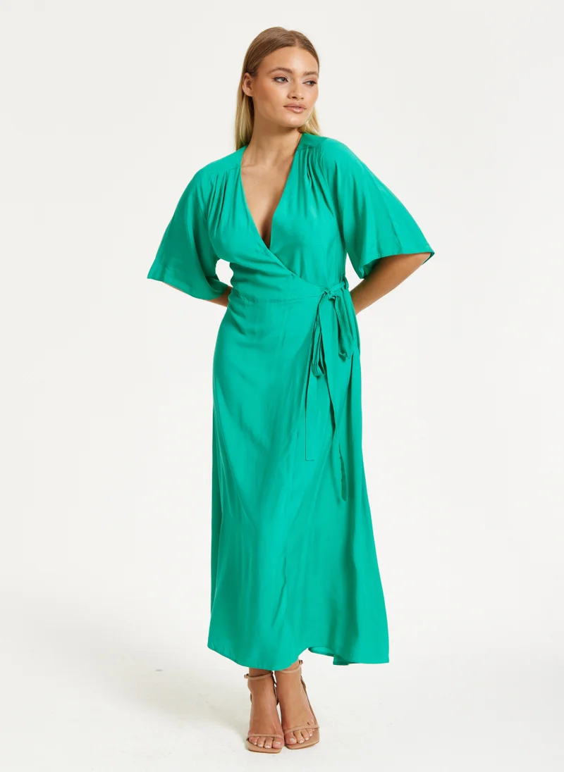 Liquorish Green Maxi Wrap Dress