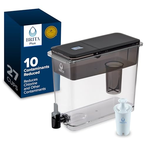 Brita ExtraLarge 27Cup Water Dispenser with BritaPlus Filter WQA NSFANSI Certified Reduces 2X Contaminants vs Standard Reduces Chlorine Zinc Copper Mercury More 1 Filter Included Black - Image 1