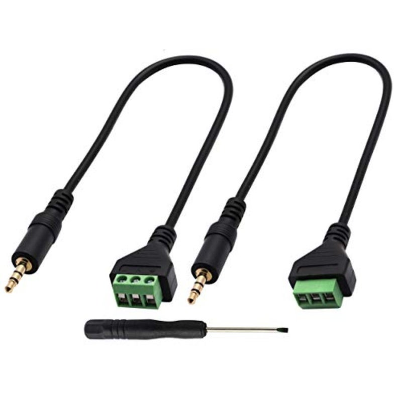 3.5mm Screw Terminal Block Cable 3.5mm 1/8inch Stereo Audio Male to 3 Pin/Way Female Bolt Screw AV Headphone Type Adapter Cable(30CM/2Packs - Image 1