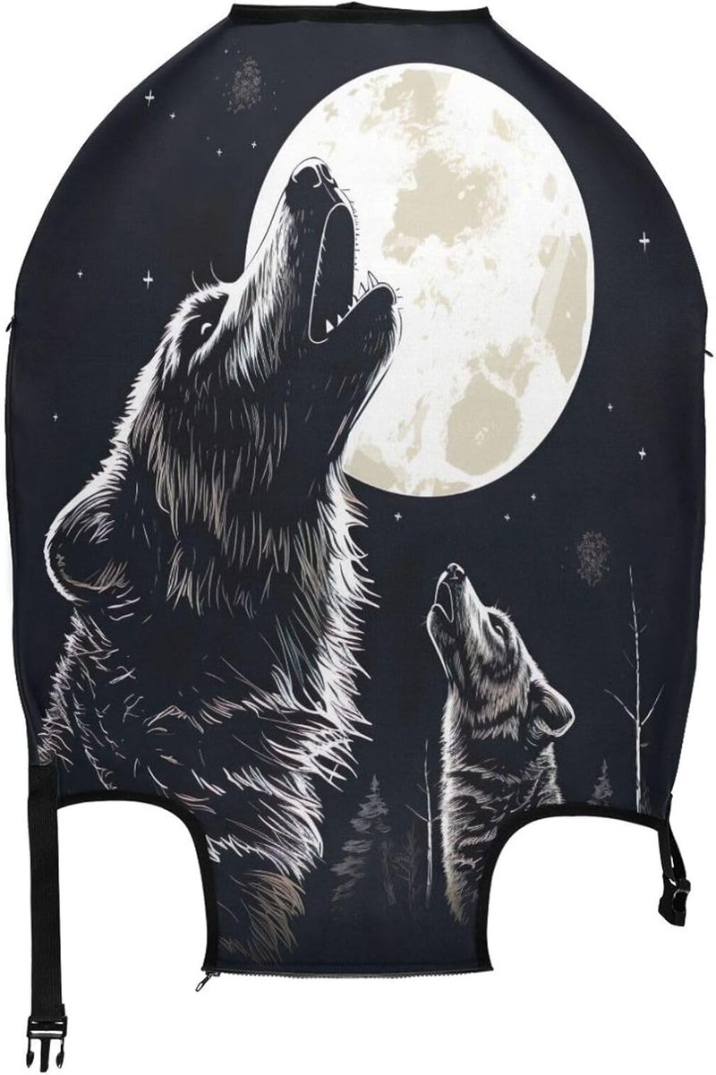 Wolf and Moon Luggage Cover for Suitcase, Elastic Travel Protector with Zipper, Washable Anti-Scratch Dustproof Luggage Sleeve Fits 26-28 Inch - Image 2
