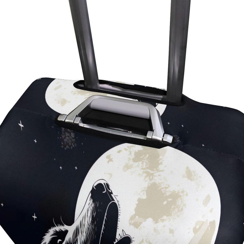 Wolf and Moon Luggage Cover for Suitcase, Elastic Travel Protector with Zipper, Washable Anti-Scratch Dustproof Luggage Sleeve Fits 26-28 Inch - Image 4