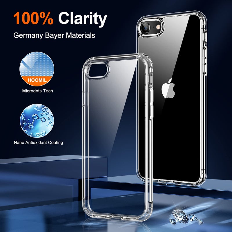 HOOMIL for iPhone SE 3rd/2nd Gen, iPhone 7/iPhone 8, Non-Yellowing, Drop Protection, Anti-Scratch Transparent Hard Back Phone Cover - Crystal Clear - Image 3