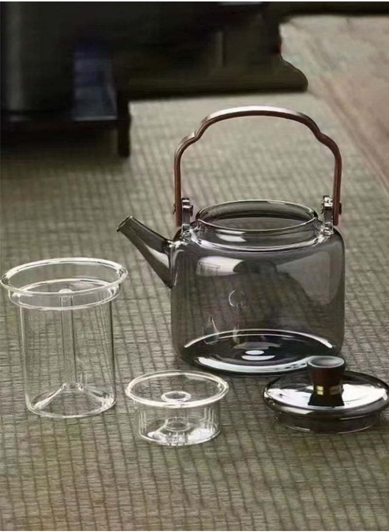 LOOPITYS 1000ml detachable glass teapot, high boron glass teapot, heat-resistant and cold resistant strong lifting teapot, safe teapot for flower tea and green tea brewing, etc  - Image 2