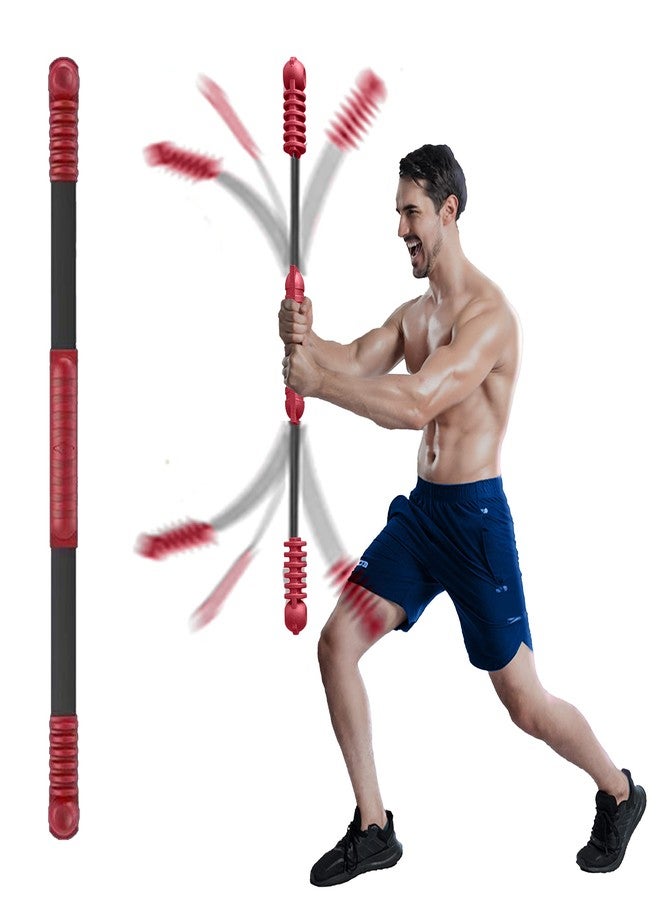 HOTSWEAT Elastic Fitness bar, Weight bar, Core Strength Training, Arm Twister, Home Gym Workout, Suitable for Men, Women Body Shaping and Fat Burning Training (red) - Image 1