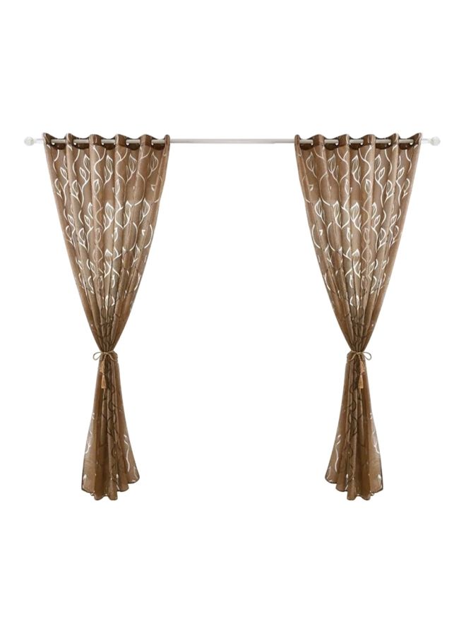 NIBEMINENT Sliding Patio Door Curtain Brown/White 79x40cm  - Image 1