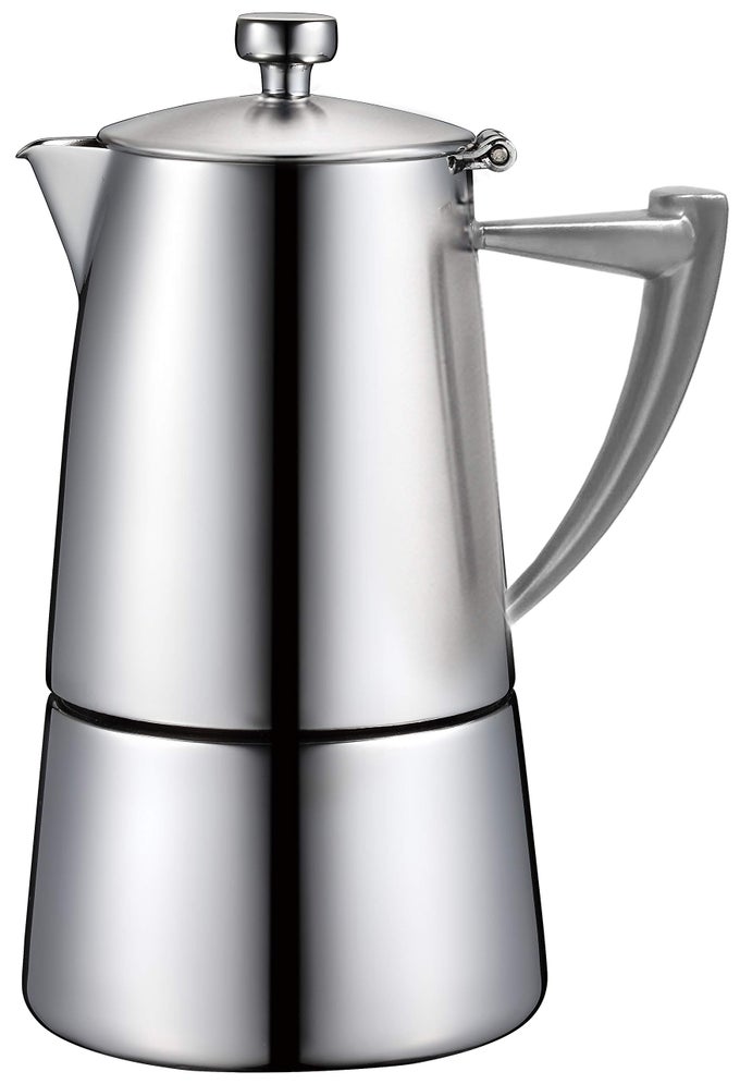 ROMA SATIN STAINLESS STEEL MOKA POT STOVETOP ESPRESSO MAKER 10CUP