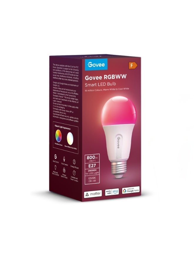 Govee Smart Light Bulb E27, Colour Changing with Music Sync Lamp, 54 Scenes, 16 Million DIY Colours, WiFi & Bluetooth LED Smart Bulb Works with Alexa Google Assistant Home App - Image 4