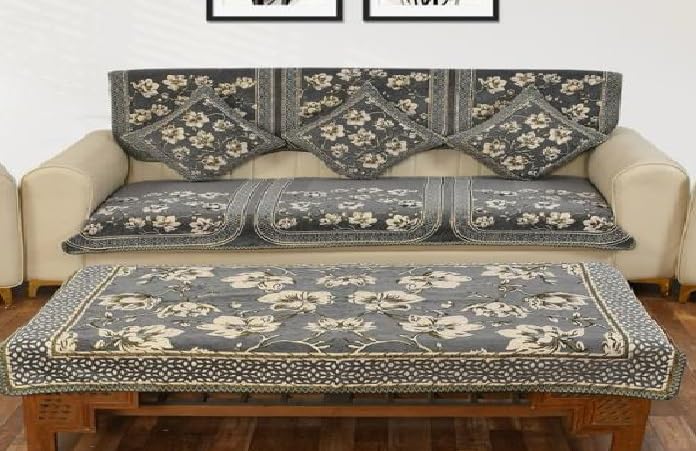 Laying Style™ Diwan Set of 8 Pieces Combo with Sofa Covers for Living Room 5 Seater and Center Table Cover - Image 4