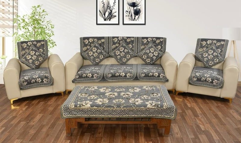 Laying Style™ Diwan Set of 8 Pieces Combo with Sofa Covers for Living Room 5 Seater and Center Table Cover - Image 2