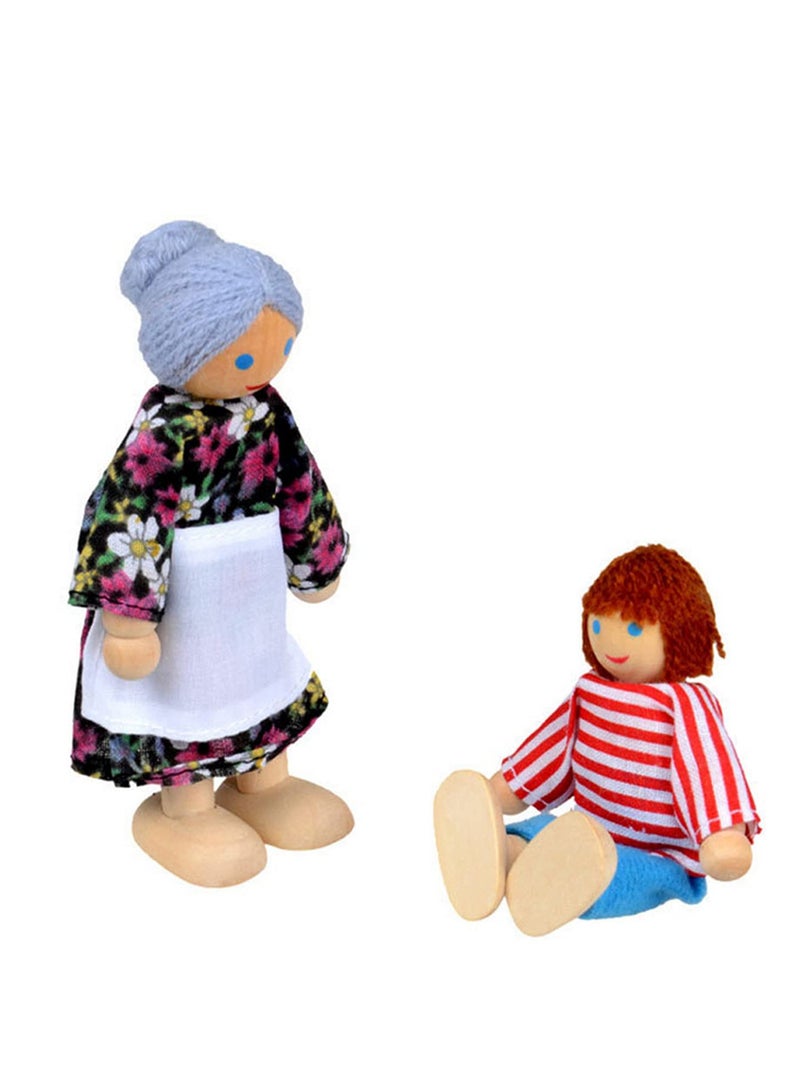 7pcs Funny Gadgets Wooden Dollhouse Family Miniature 7 People Set Toy for Kids Children Home Decoration Dressed Characters Pretend Play Gift - Image 3