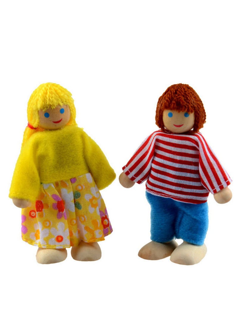 7pcs Funny Gadgets Wooden Dollhouse Family Miniature 7 People Set Toy for Kids Children Home Decoration Dressed Characters Pretend Play Gift - Image 5